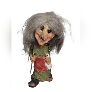 Nyform Norwegian Troll Old Woman with Duck #701 Norway Grandma Figurine Folk Art